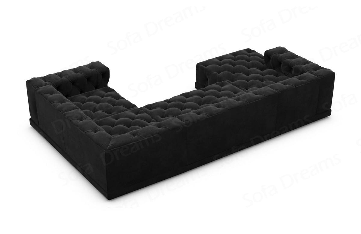 Wohnlandschaft Palma U-Form aus Stoff Schwarz