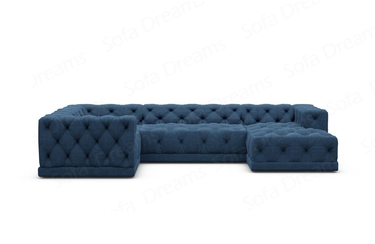 Wohnlandschaft Palma U-Form aus Stoff Blau