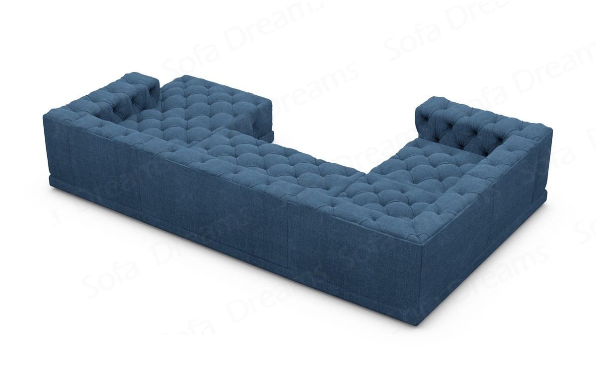 Wohnlandschaft Palma U-Form aus Stoff Blau