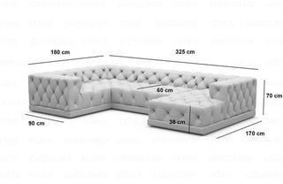 Wohnlandschaft Palma U-Form aus Stoff Hellgrau