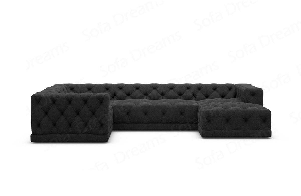Wohnlandschaft Palma U-Form aus Stoff schwarz