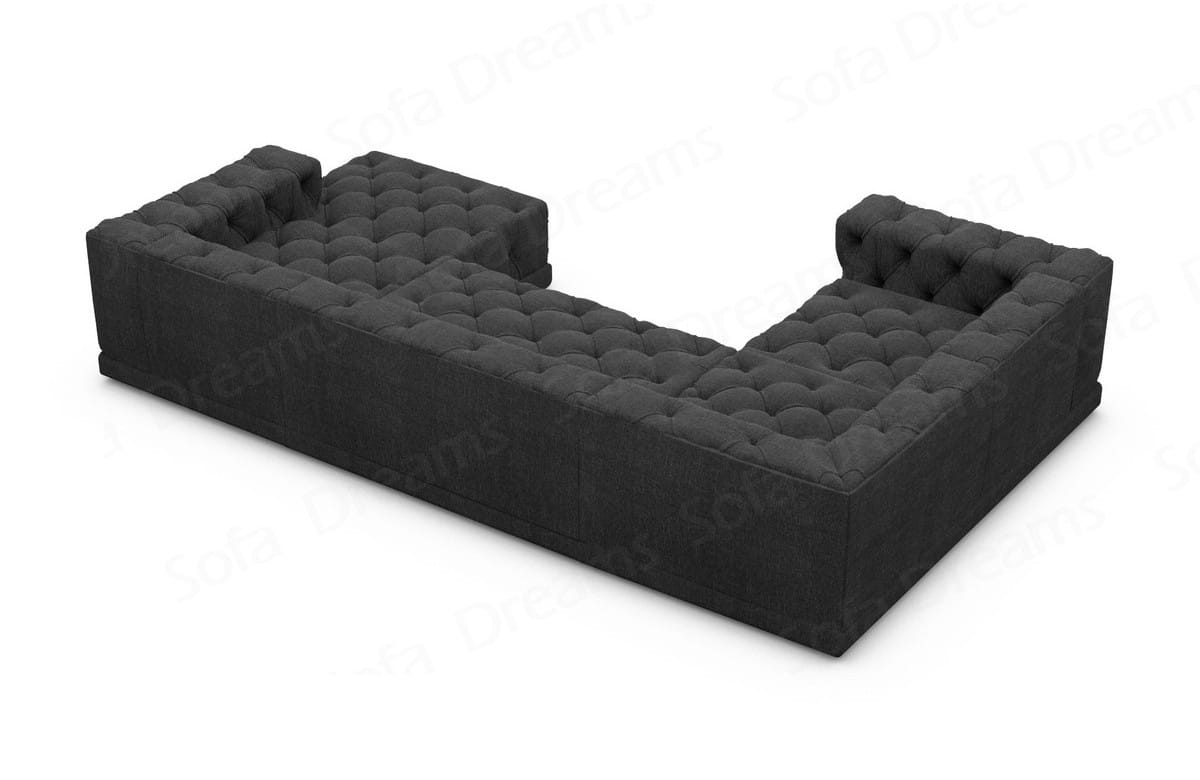 Wohnlandschaft Palma U-Form aus Stoff schwarz