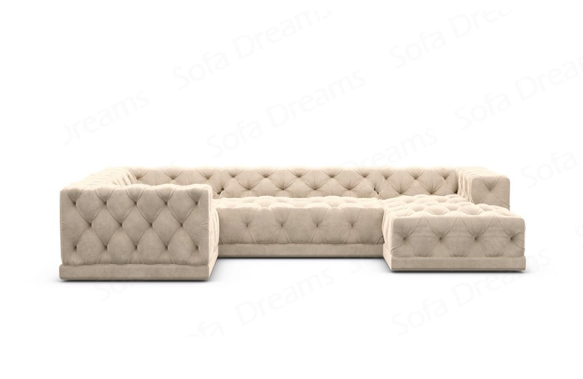 Wohnlandschaft Palma U-Form aus Stoff Beige