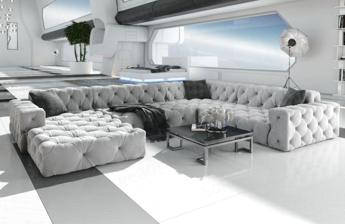 Polster Wohnlandschaft Menorca U-Form Hellgrau