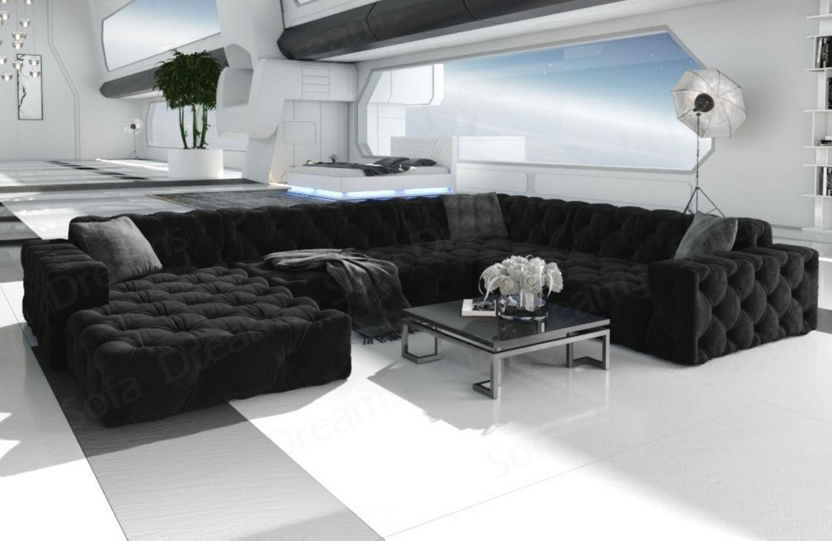 Polster Wohnlandschaft Menorca U-Form Schwarz