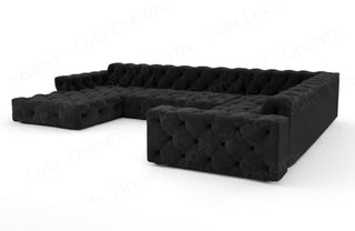 Wohnlandschaft Menorca U-Form aus Stoff Schwarz