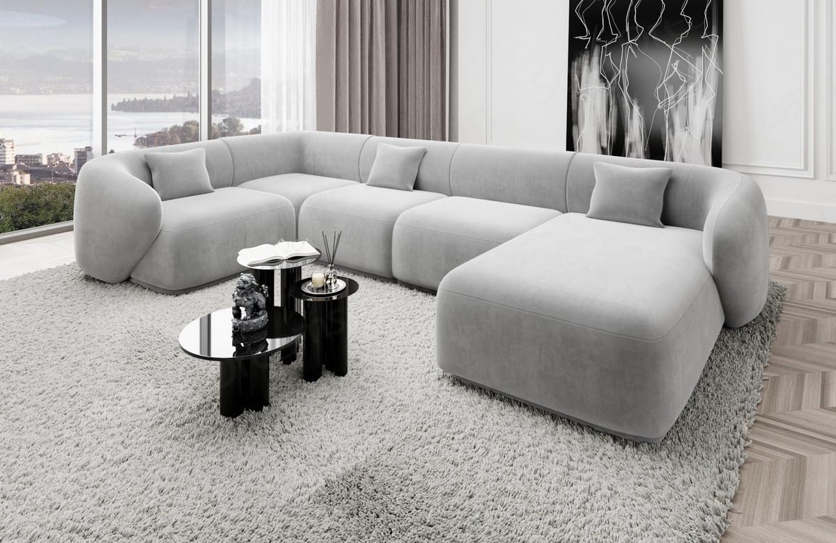 Wohnlandschaft Marbella U-Form Hellgrau