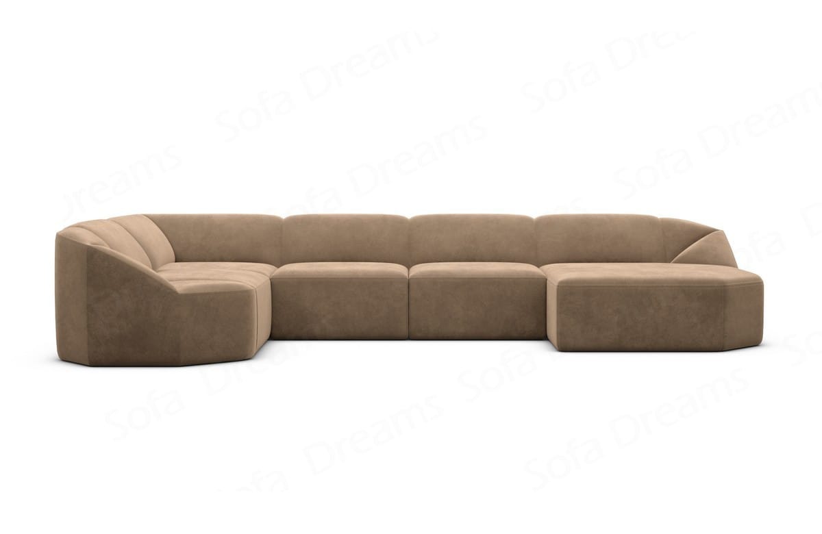Wohnlandschaft Cabrera U-Form aus Stoff Braun