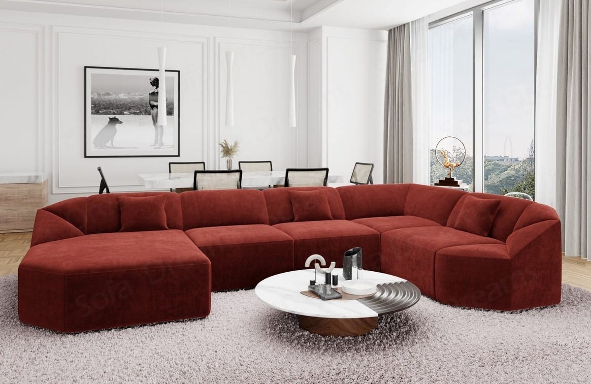 Wohnlandschaft Cabrera U-Form aus Stoff Rot