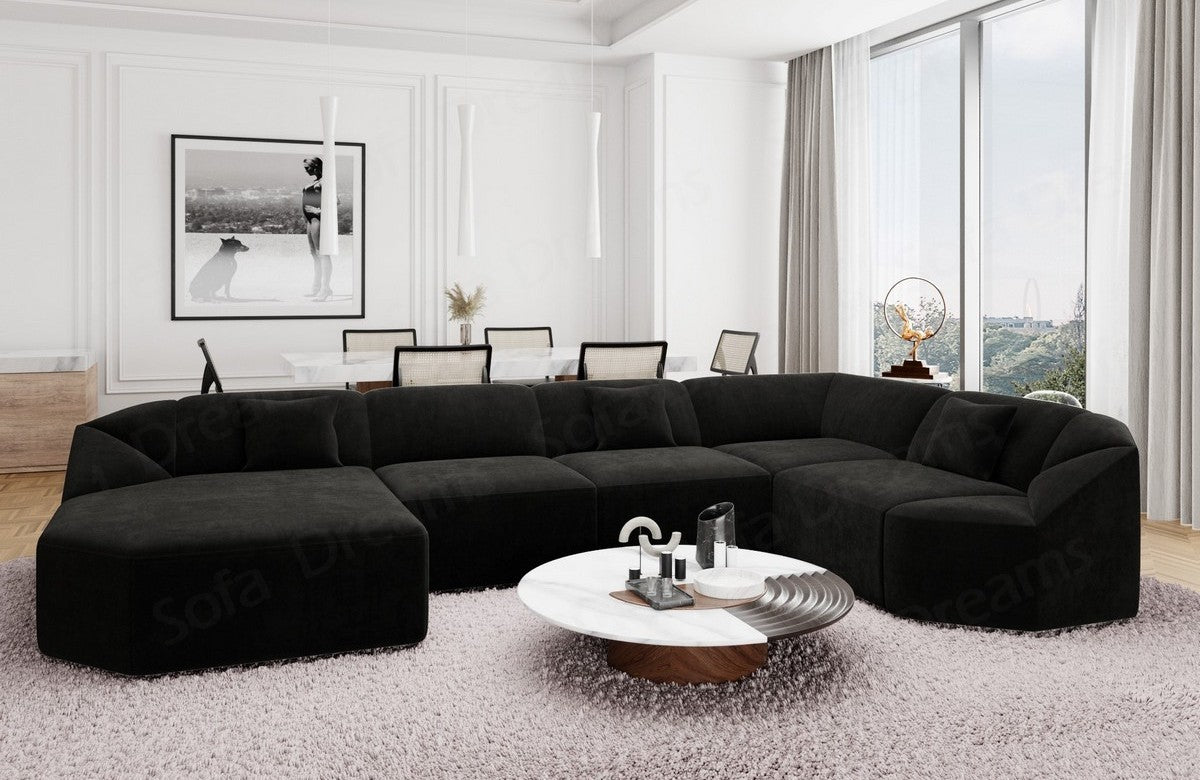 Wohnlandschaft Cabrera U-Form Schwarz