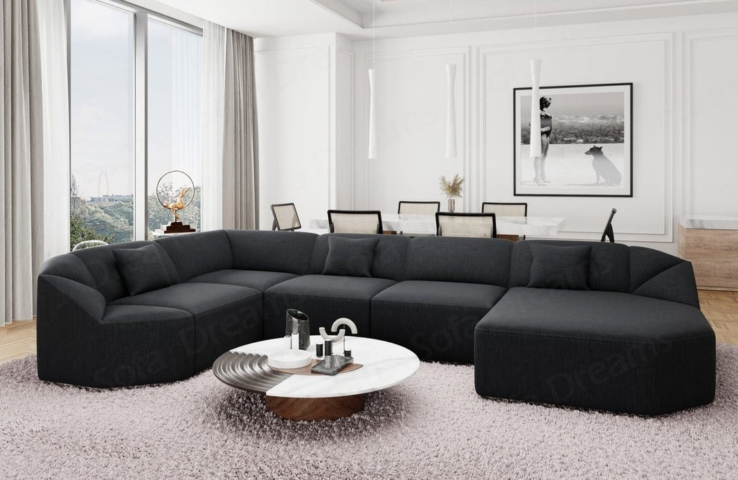 Wohnlandschaft Cabrera U-Form aus Stoff