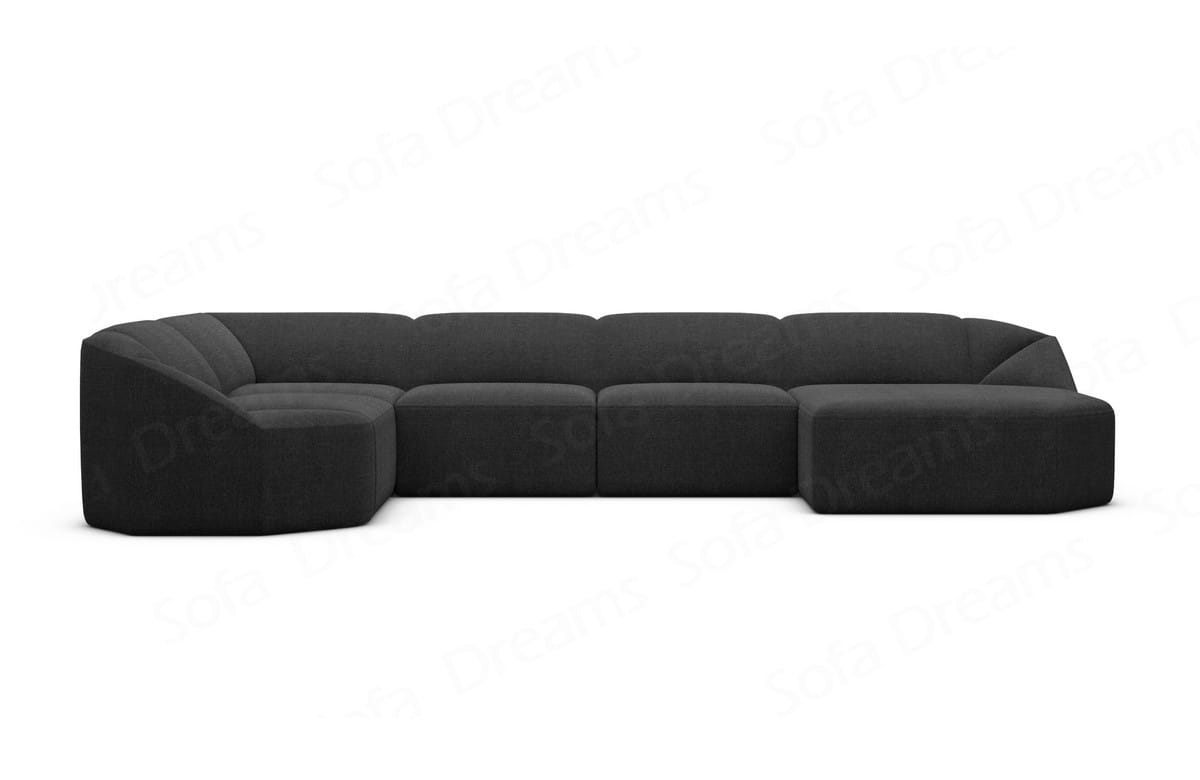 Wohnlandschaft Cabrera U-Form aus Stoff schwarz