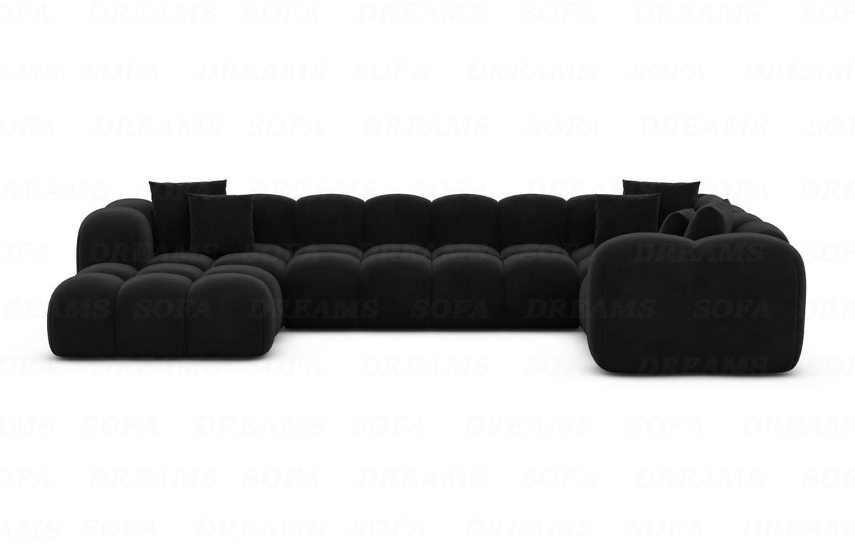 Wohnlandschaft Formentera U-Form Stoff Schwarz