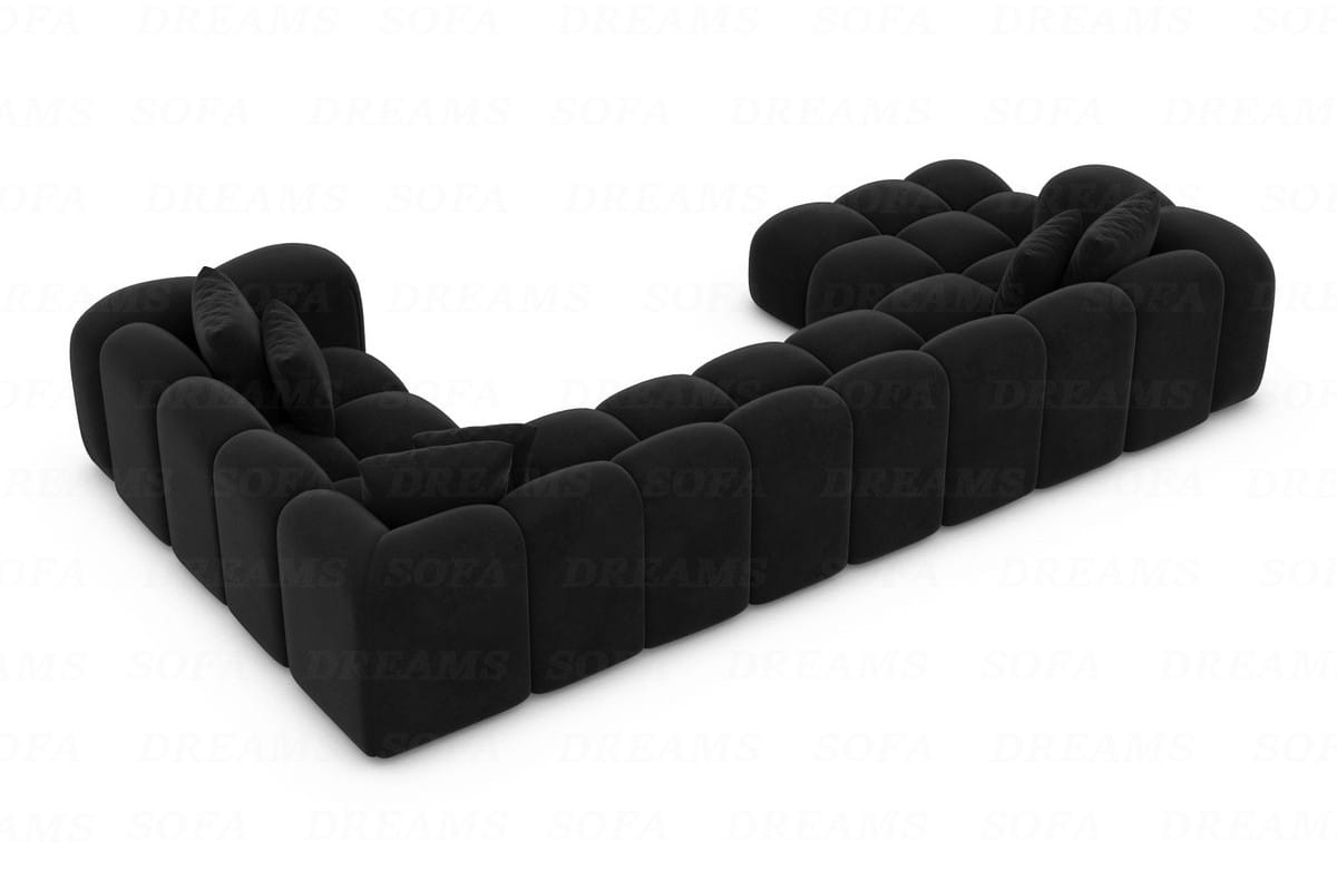 Wohnlandschaft Formentera U-Form Stoff Schwarz