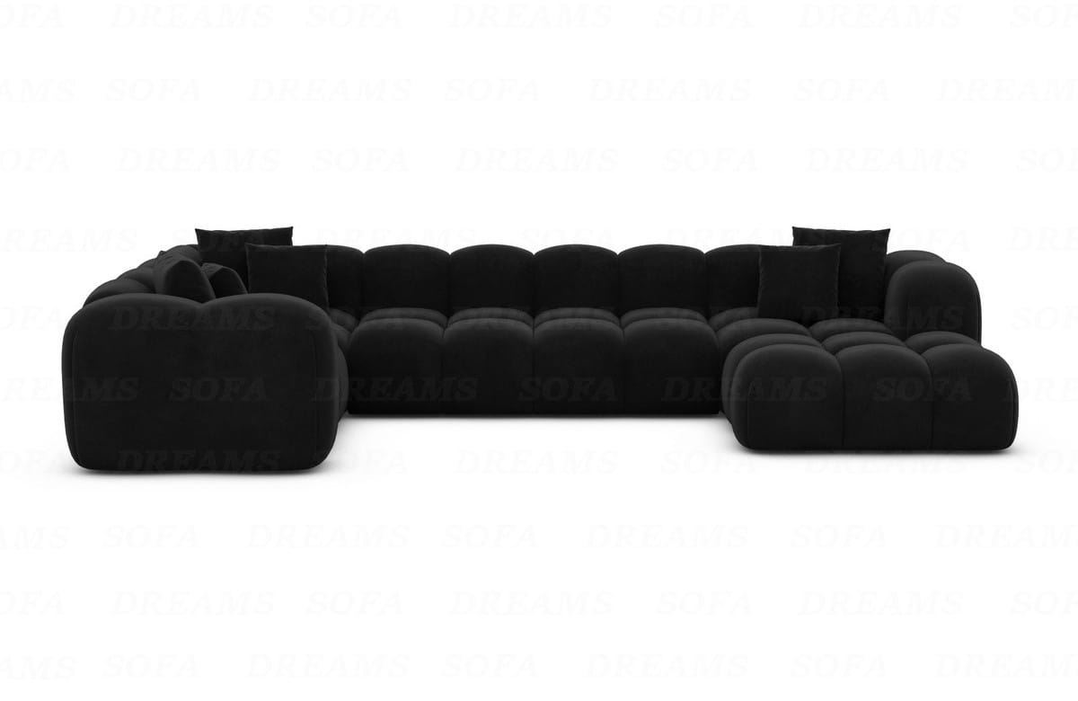 Wohnlandschaft Formentera U-Form Stoff Schwarz