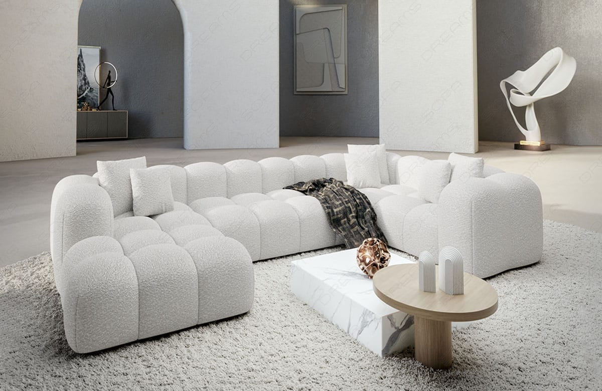 Wohnlandschaft Formentera U-Form Stoff Pearl