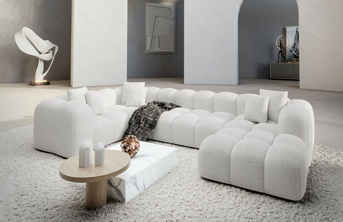 Stoff Wohnlandschaft Formentera U-Form Pearl