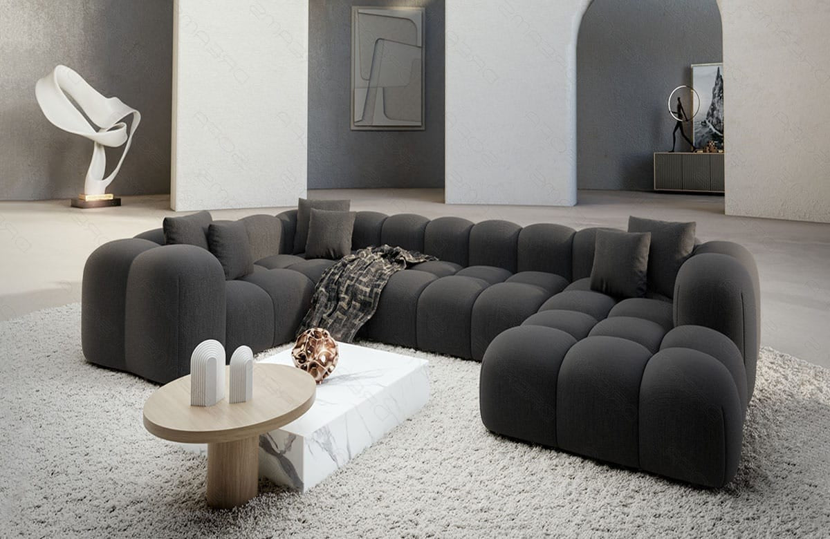 Wohnlandschaft Formentera U-Form Stoff Anthrazit