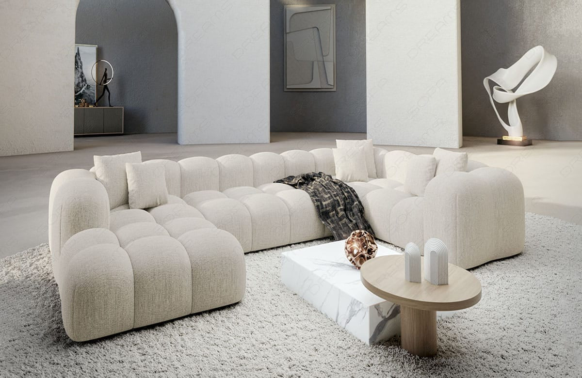 Wohnlandschaft Formentera U-Form Stoff Beige
