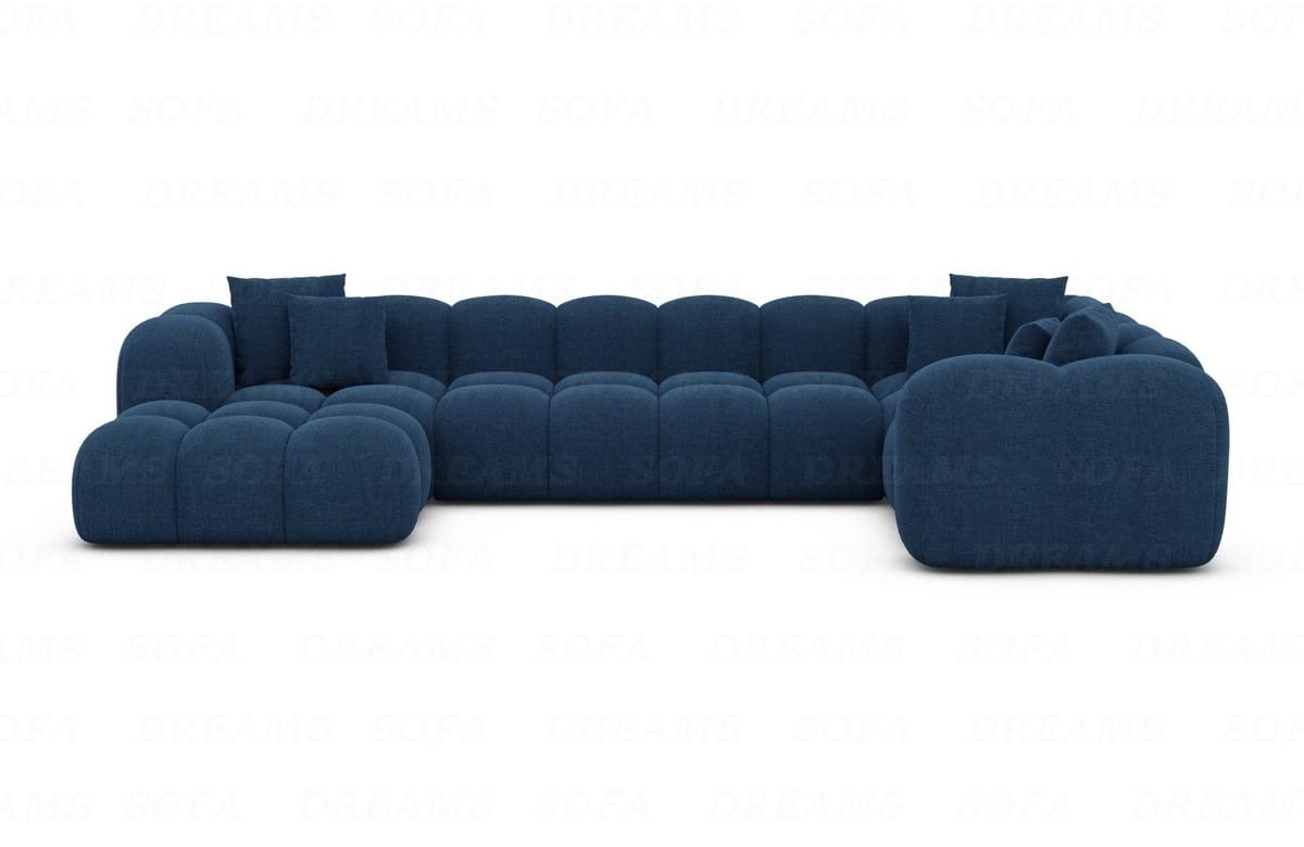 Wohnlandschaft Formentera U-Form Stoff Blau