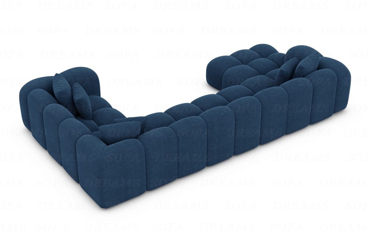 Wohnlandschaft Formentera U-Form Stoff Blau
