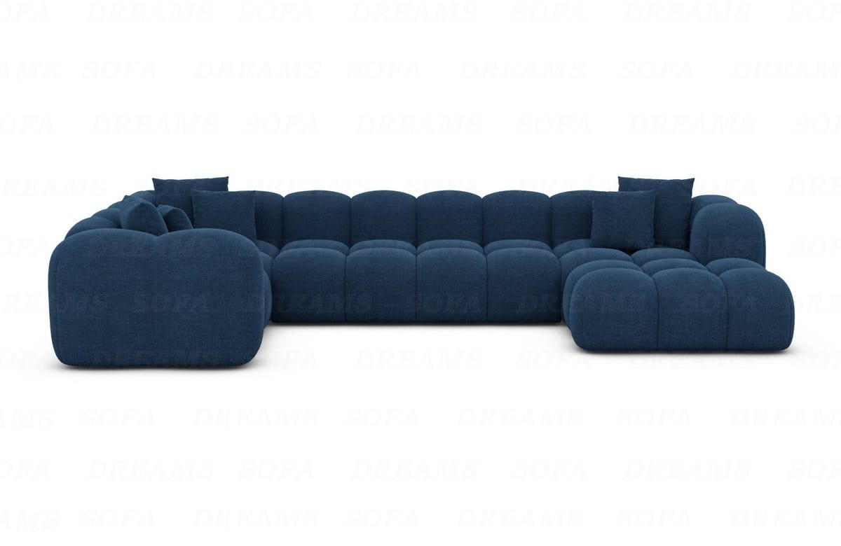 Wohnlandschaft Formentera U-Form Stoff Blau