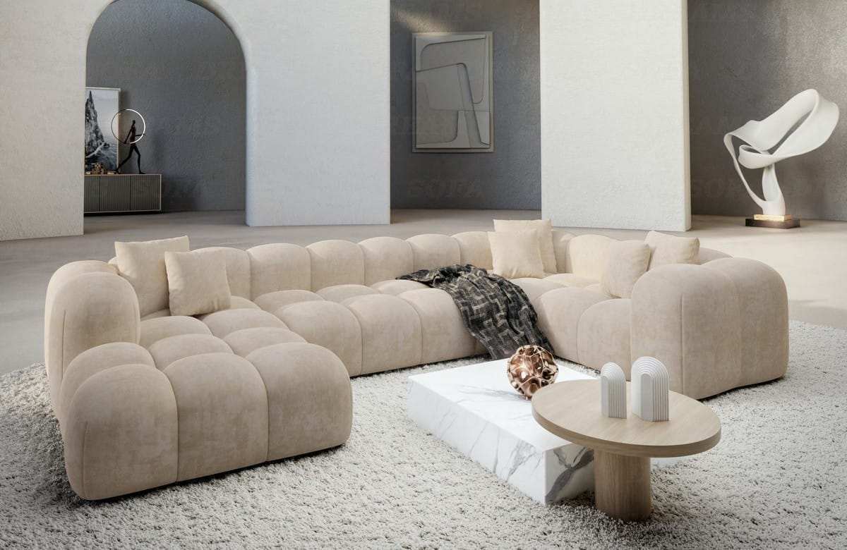 Wohnlandschaft Formentera U-Form Stoff Beige