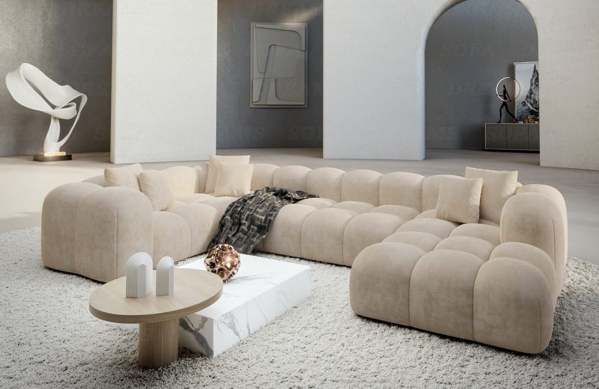 Wohnlandschaft Formentera U-Form Stoff Beige