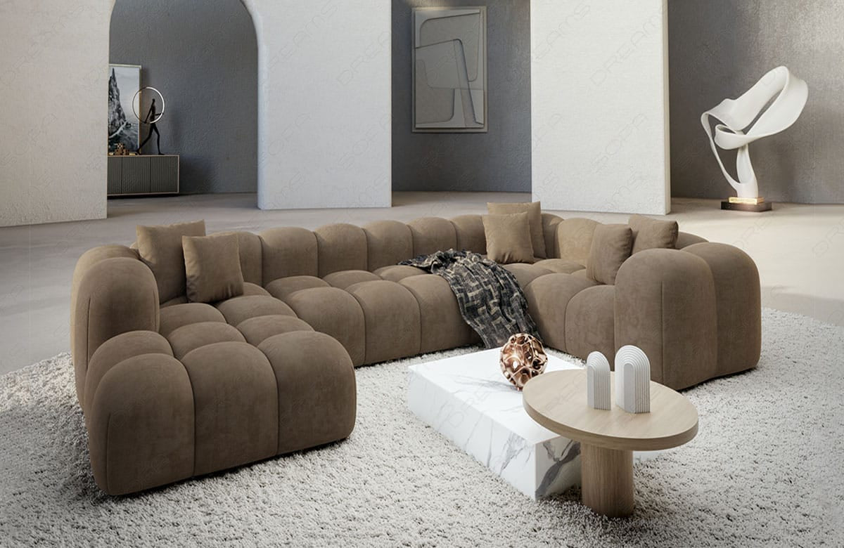 Wohnlandschaft Formentera U-Form Stoff Braun