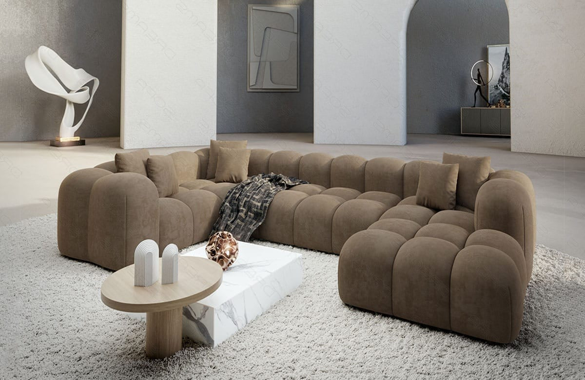 Wohnlandschaft Formentera U-Form Stoff Braun