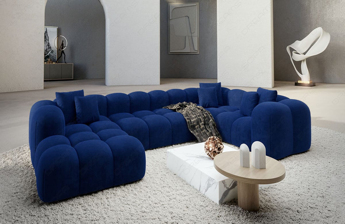 Wohnlandschaft Formentera U-Form Stoff Dunkelblau