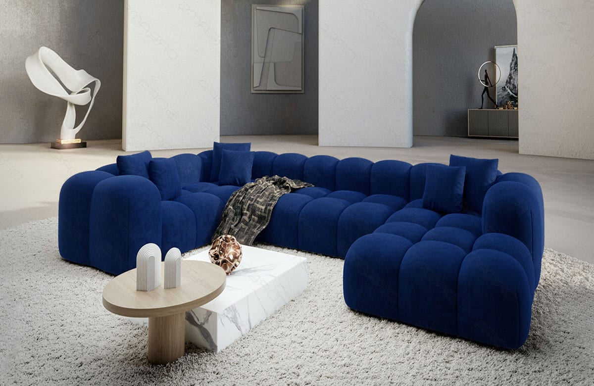 Wohnlandschaft Formentera U-Form Stoff Dunkelblau