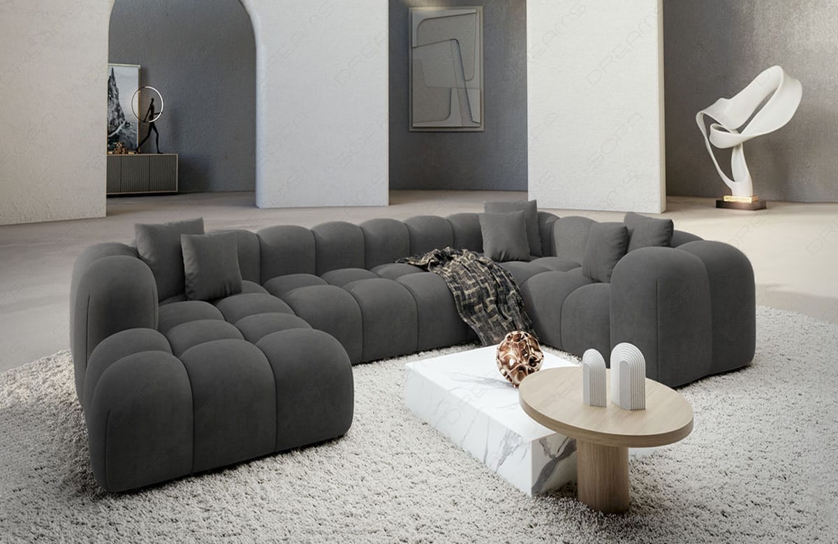 Wohnlandschaft Formentera U-Form Stoff Dunkelgrau