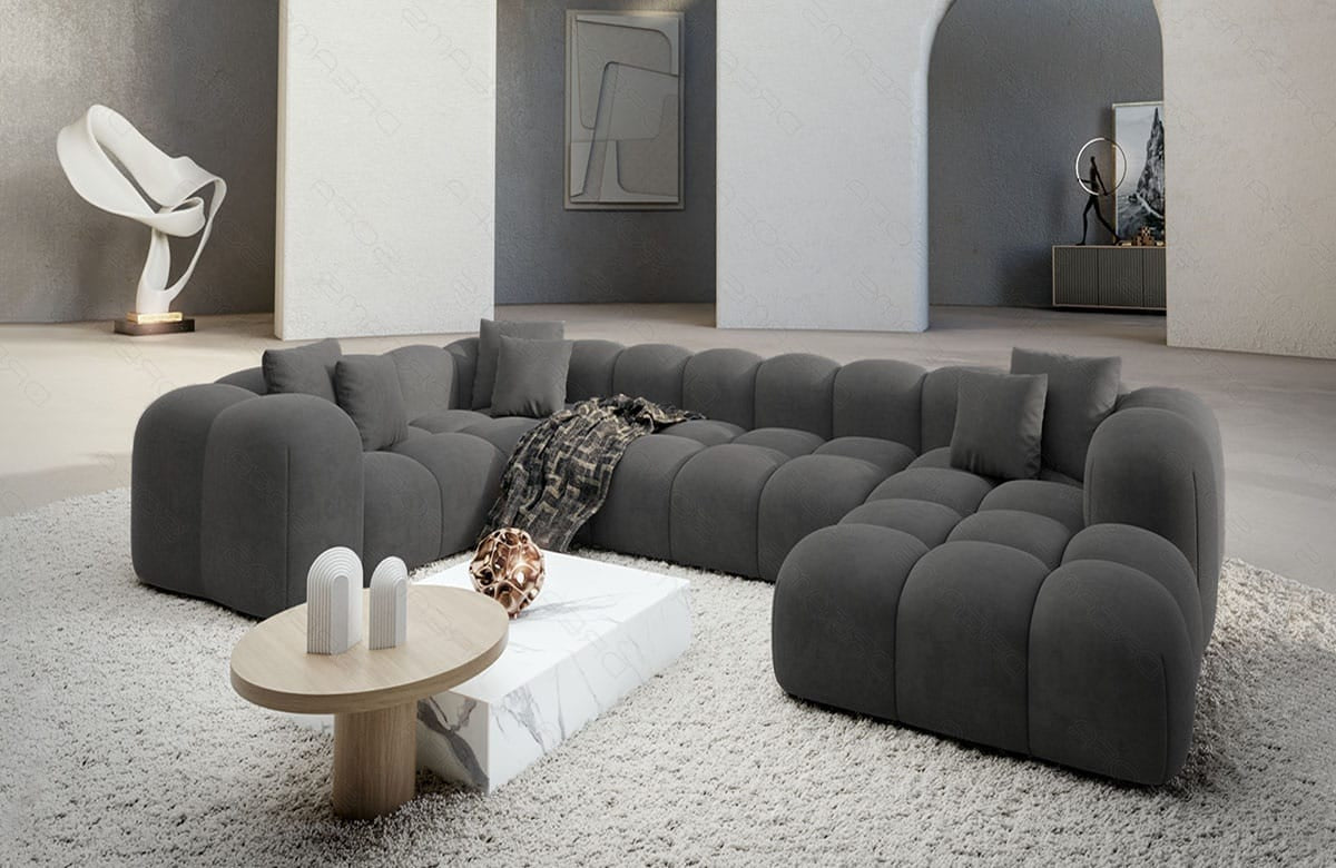 Wohnlandschaft Formentera U-Form Stoff Dunkelgrau