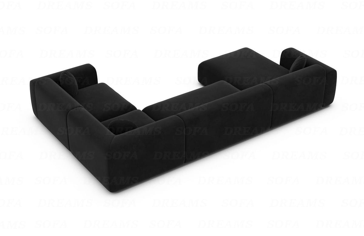 Stoff Wohnlandschaft Cortegada U-Form Schwarz