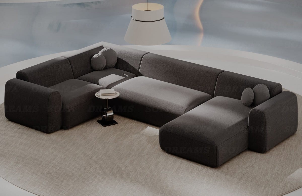 Stoff Wohnlandschaft Cortegada U-Form Anthrazit