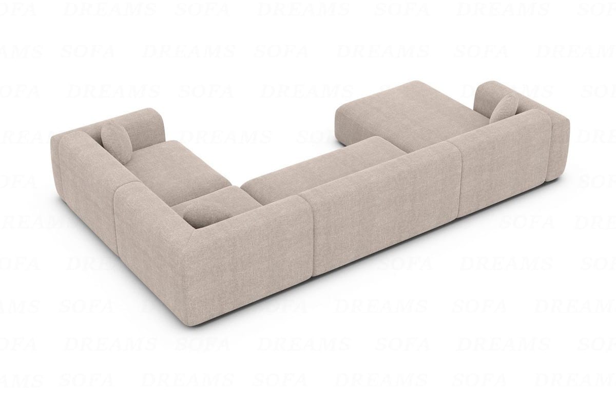 Stoff Wohnlandschaft Cortegada U-Form Beige