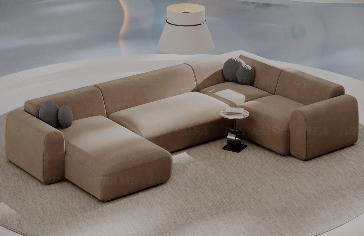 Stoff Wohnlandschaft Cortegada U-Form Braun