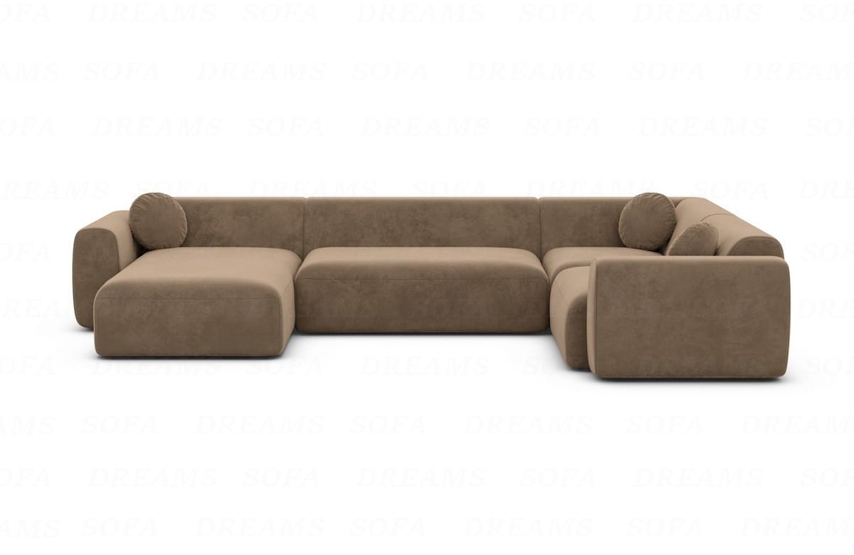 Stoff Wohnlandschaft Cortegada U-Form Braun