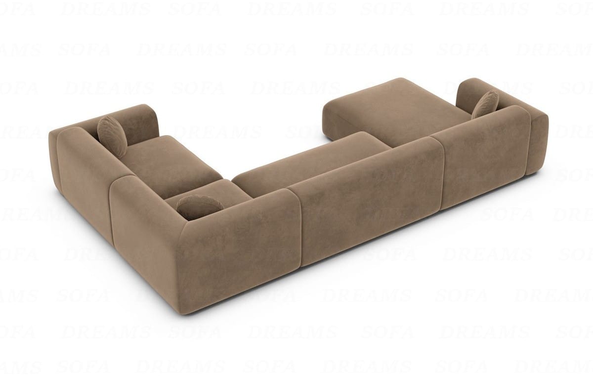 Stoff Wohnlandschaft Cortegada U-Form Braun