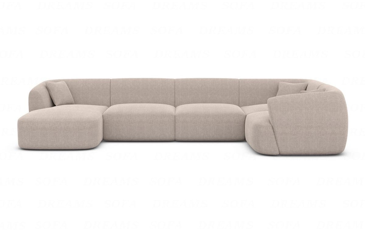 Wohnlandschaft Tabarca U-Form aus Stoff Beige