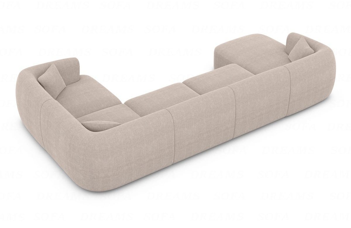 Wohnlandschaft Tabarca U-Form aus Stoff Beige