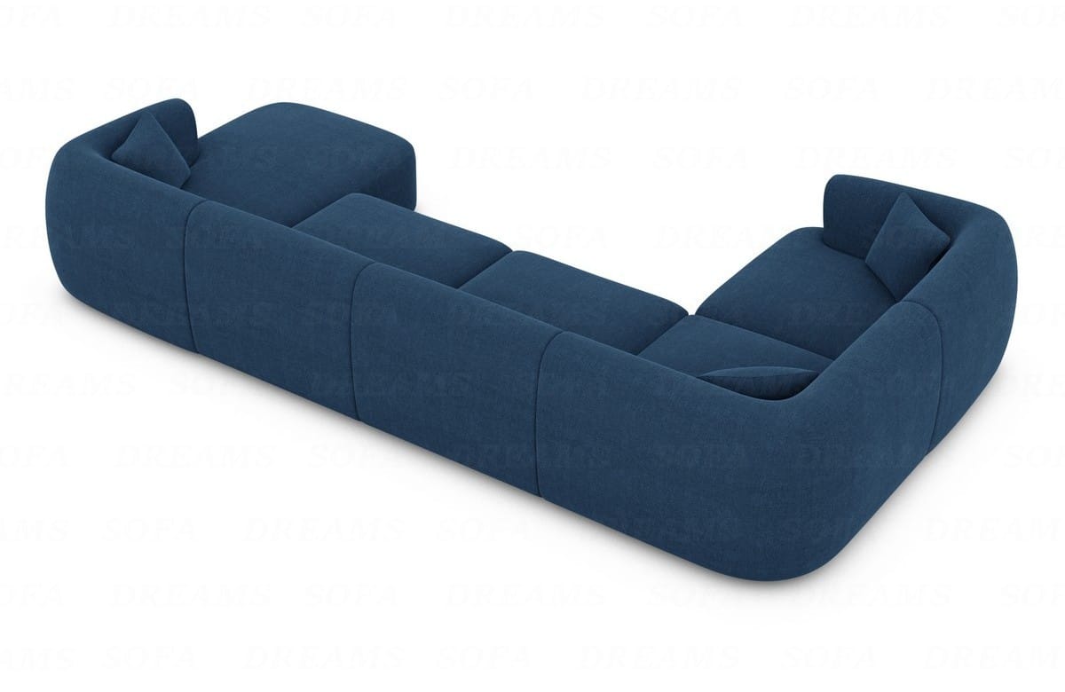 Wohnlandschaft Tabarca U-Form aus Stoff blau