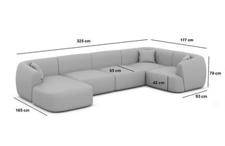 Wohnlandschaft Tabarca U-Form aus Stoff Blau