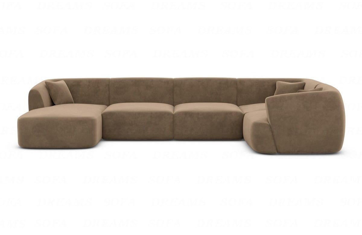 Wohnlandschaft Tabarca U-Form aus Stoff Braun