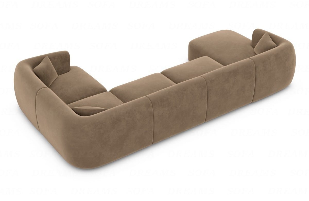 Wohnlandschaft Tabarca U-Form aus Stoff Braun