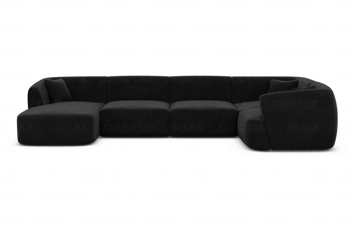 Wohnlandschaft Tabarca U-Form aus Stoff Schwarz