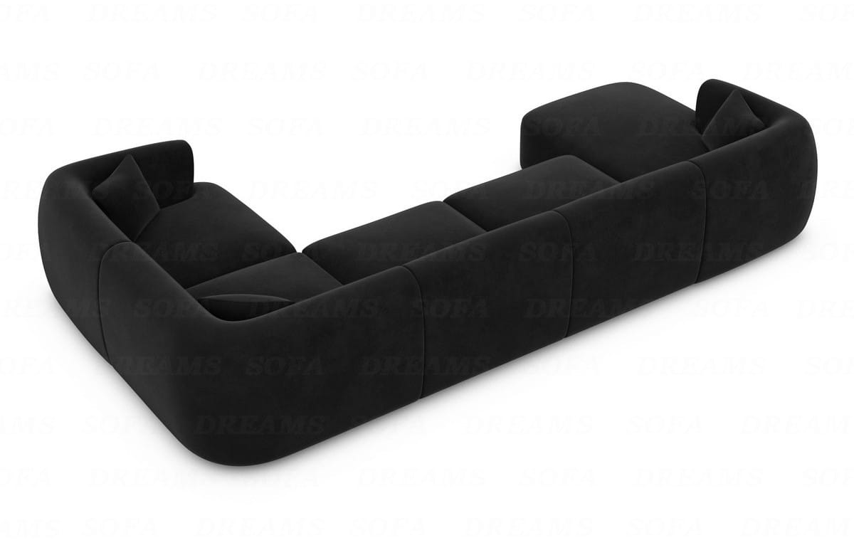 Wohnlandschaft Tabarca U-Form aus Stoff Schwarz