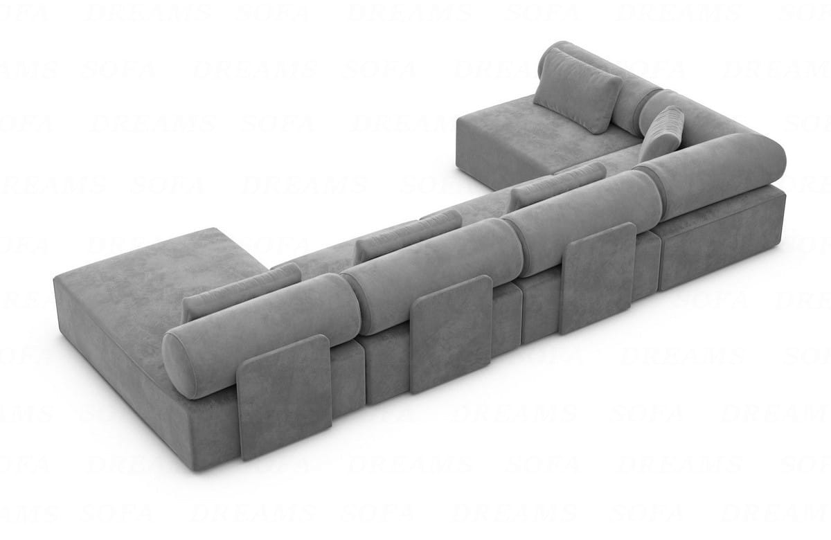 Wohnlandschaft Laguardia U-Form Stoff Dunkelgrau