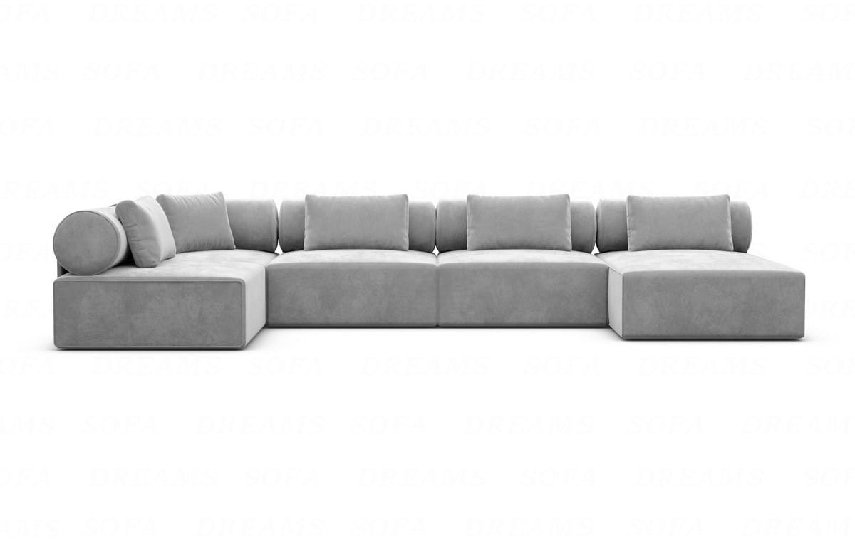 Wohnlandschaft Laguardia U-Form Stoff Hellgrau